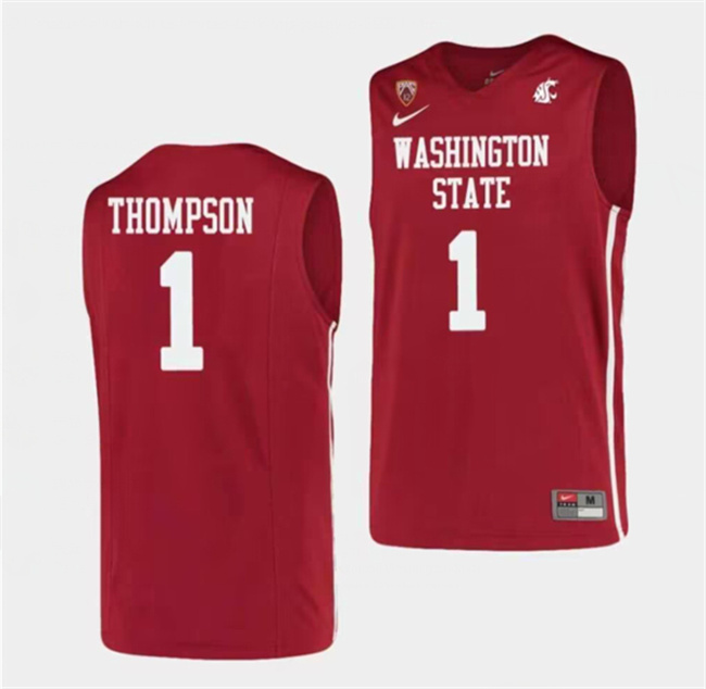 Men's Washington State University #1 Klay Thompson Red Stitched Jersey